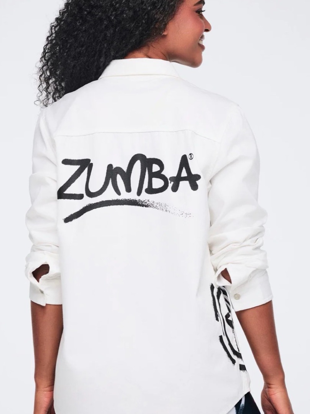 Zumba Fitness White Button-